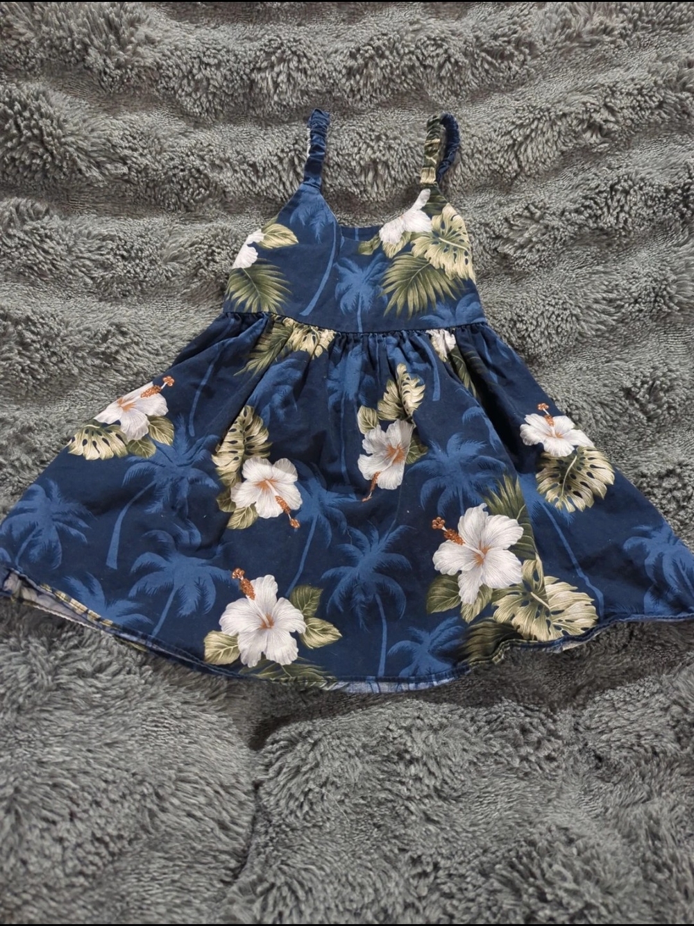Navy Floral Sundress for Girls - Sleeveless Tropical Print